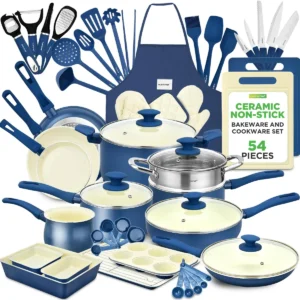 Nutrichef Pots and Pans Set Non-Stick Cookware, 54-Piece Nonstick Multi-Sized Pot and Pan Sets with Lids